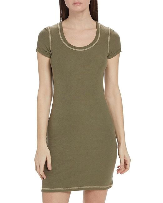 ATM Green Rib-Knit Body-Con Minidress