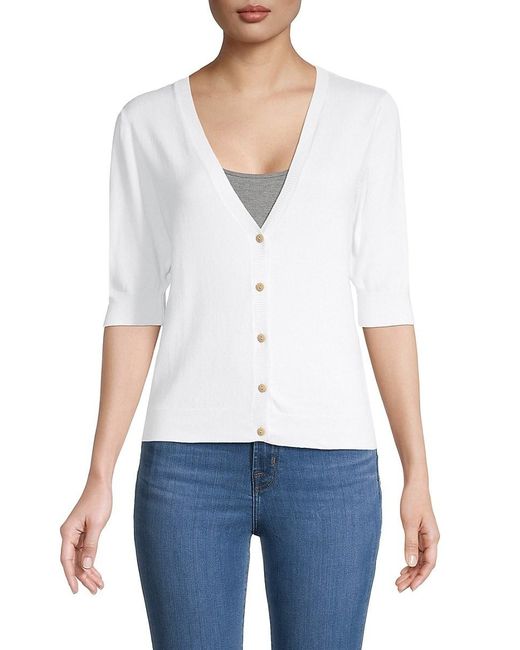 Joseph A Synthetic Elbowsleeve Cardigan in White Lyst