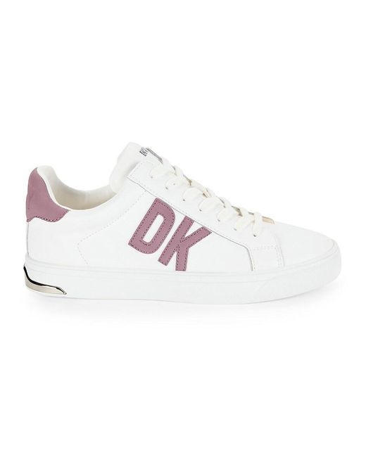 DKNY Pink Abeni Logo Leather Sneakers