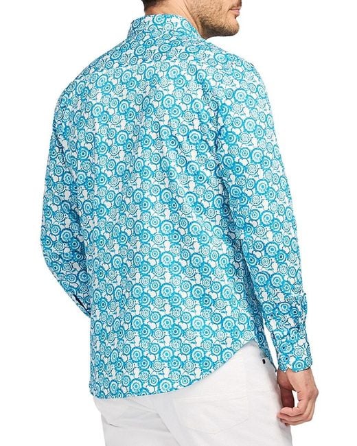 Robert Graham Blue Cantley Circle-Print Cotton Shirt for men