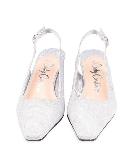 Lady Couture White Ruby Embellished Slingback Pumps