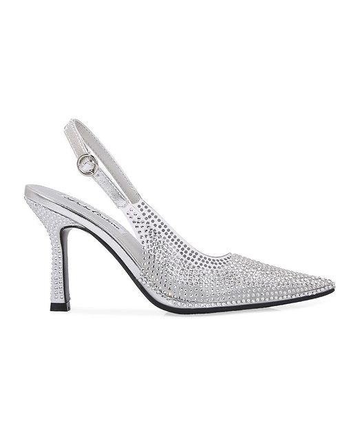 Ninety Union White Irene 90Mm Clear Rhinestone Slingback Pumps