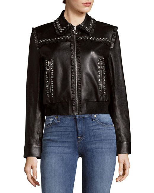 Miu Miu Black Studded Leather Jacket