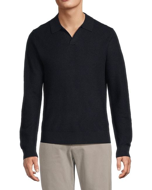 Vince Blue Merino Wool Johnny-collar Sweater for men