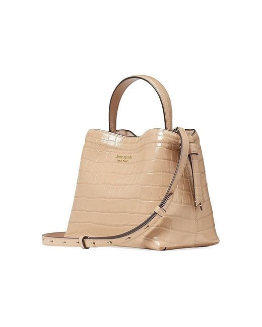 Kate Spade Natural Knott Croc-Embossed Leather Top-Handle Bag
