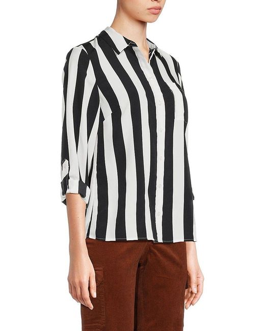 Tommy Hilfiger Stripe Roll Tab Button Down Shirt in White Lyst