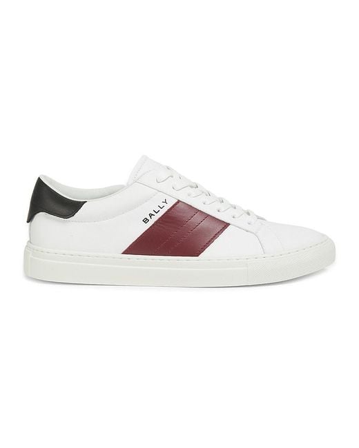 Bally Pink Logo Low-Top Leather Sneakers for men