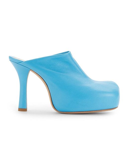 Blue leather mules clearance