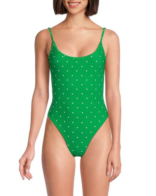 WeWoreWhat Green 'Polka Dot One Piece Swimsuit