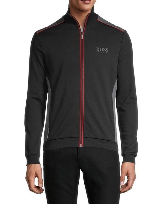 BOSS by HUGO BOSS Colorblock Zip-up Track Jacket in Black for Men | Lyst