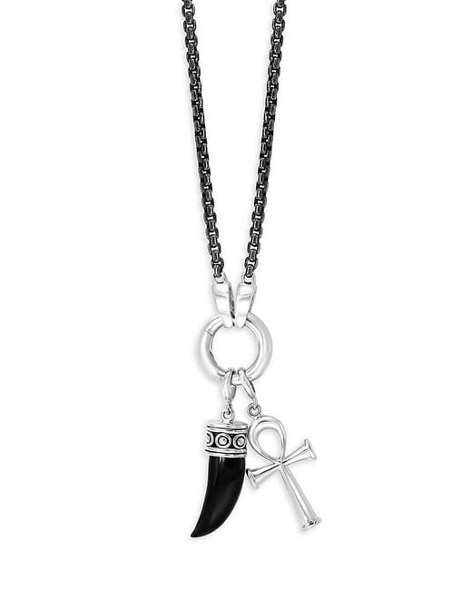 Effy White Sterling & Onyx Toggle Charm Necklace