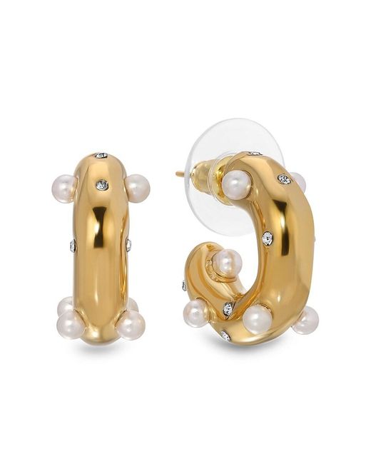 Eye Candy LA Metallic The Luxe Selma 3-piece Goldtone & Shell Pearl Hoop Earrings Set