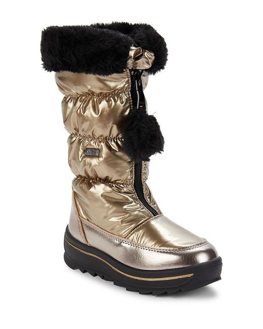 Pajar Black Girl's toboggan Faux Fur Lined Metallic Boots