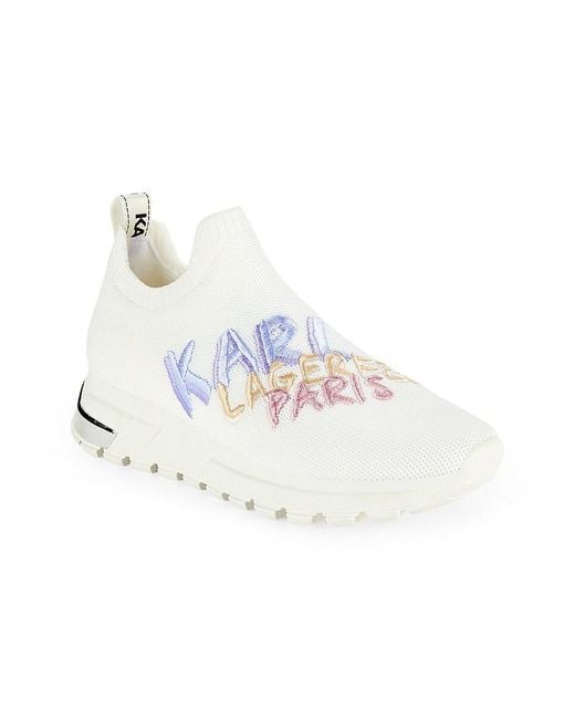 Karl Lagerfeld Black Mirren Embroidery Low Top Slip On Sneakers
