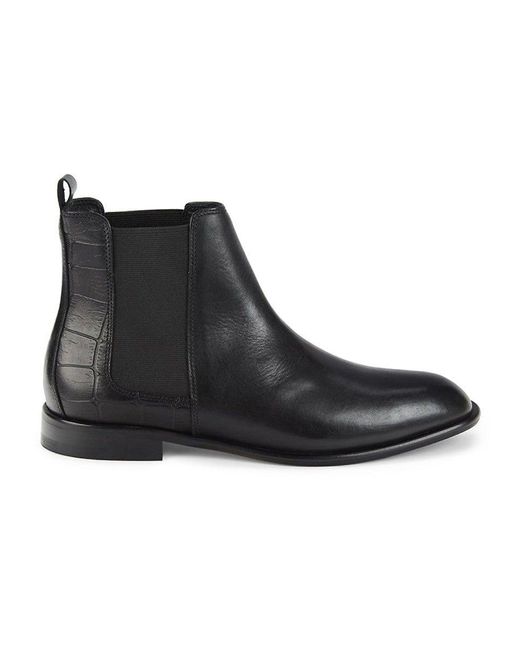 Donald J Pliner Roscoe Croc Embossed Leather Chelsea Boots in Black | Lyst