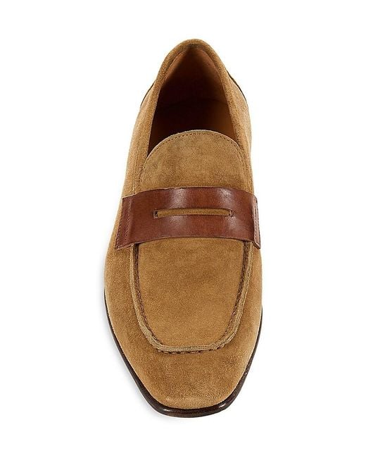 Jo Ghost Brown Suede Penny Loafers for men