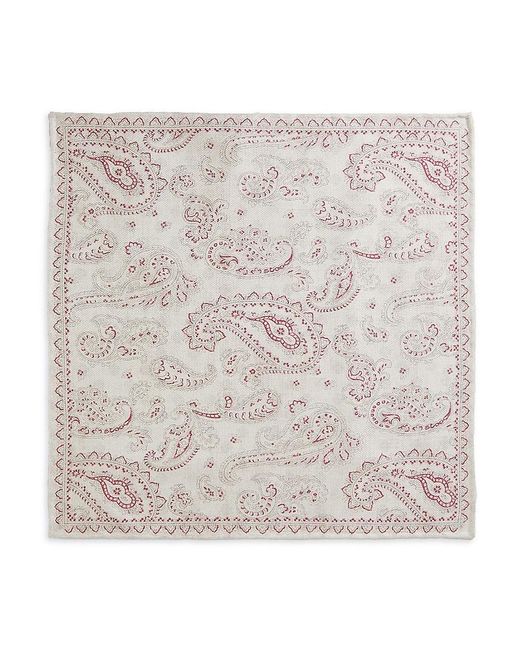Brunello Cucinelli White Printed Silk Pocket Square for men