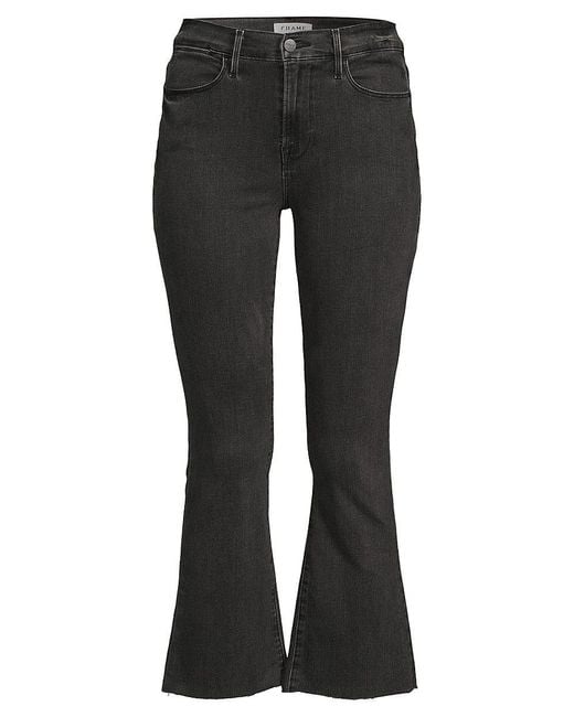 FRAME Mid Rise Cropped Flare Jeans in Black Lyst