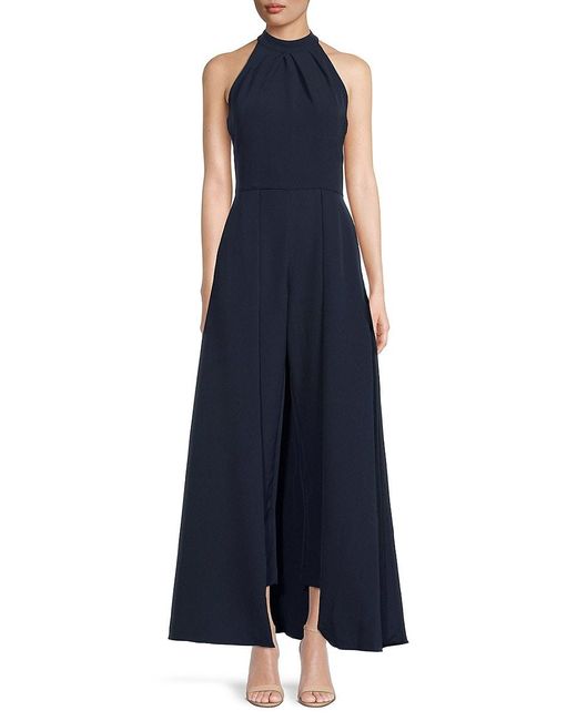 Julia Jordan Synthetic Highneck Cape Jumpsuit in Navy (Blue) Lyst Canada