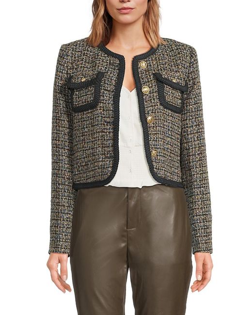BCBGMAXAZRIA Gray Tweed Cropped Jacket