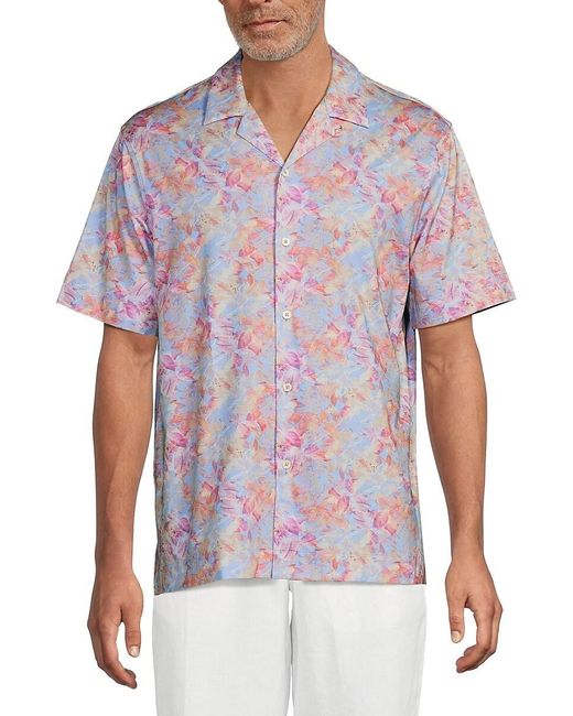 Bugatchi Red Ooohcotton Floral Stretch Cotton Camp Shirt for men
