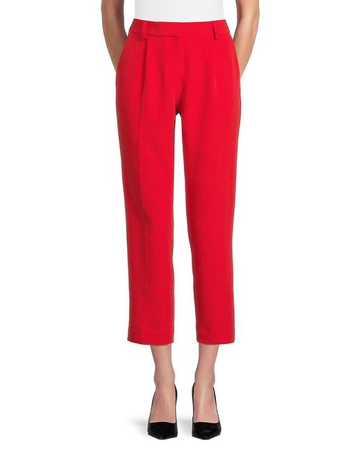 DKNY Red Pleated Front Cigarette Pants