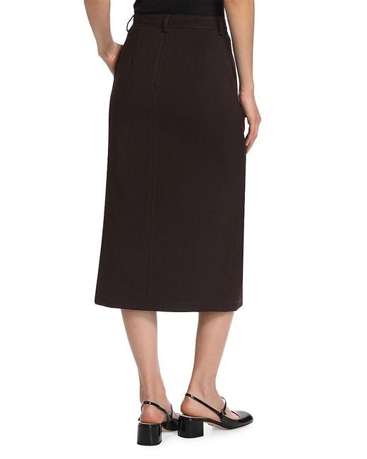 Theory Black Wool A-Line Midi-Skirt