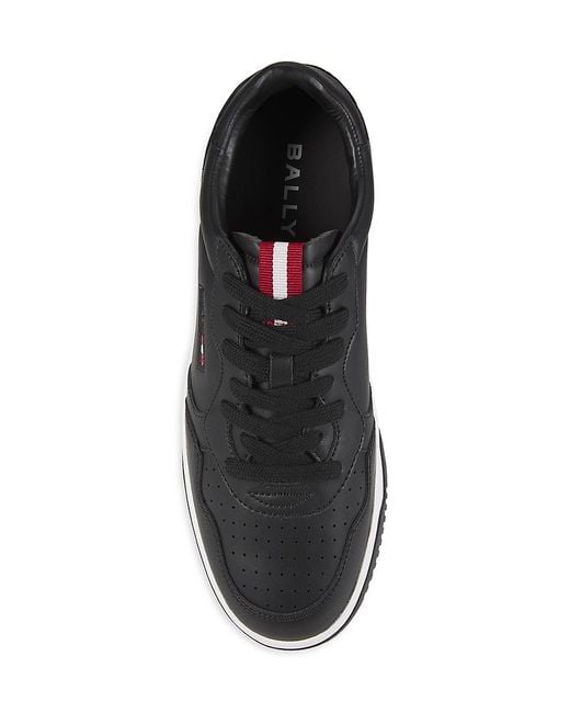 Bally Black Logo Leather Low-Top Sneakers for men