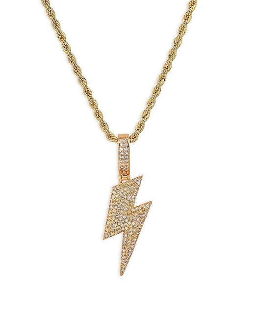 Anthony Jacobs Metallic 18K Goldplated & Simulated Diamond Lightning Bolt Necklace for men