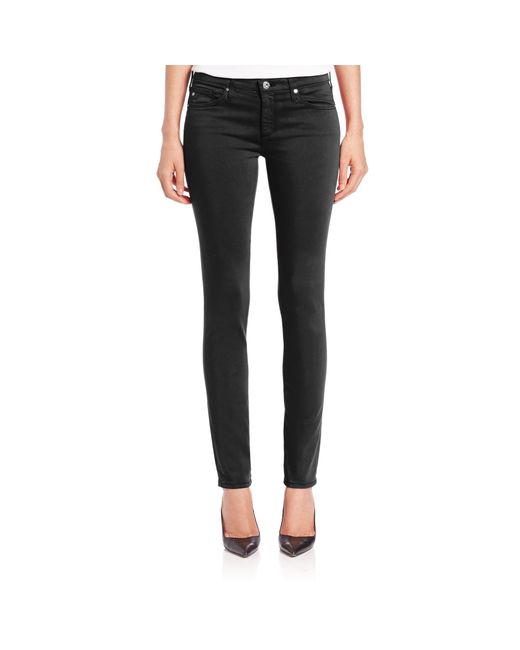 AG Jeans Sateen Stilt Cigarette Jeans in Black Lyst