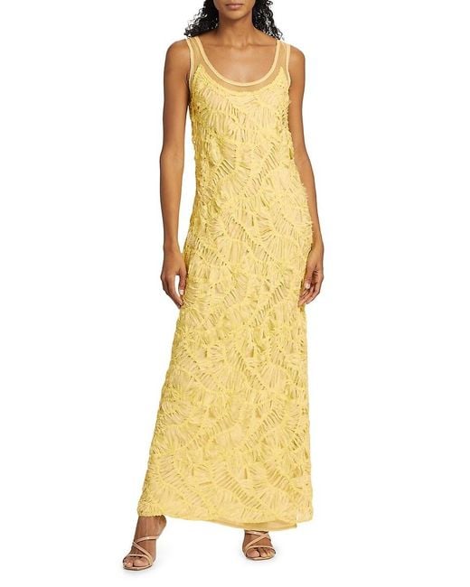 Jonathan Simkhai Yellow Zakai Corded Lace Tank Maxi Dress