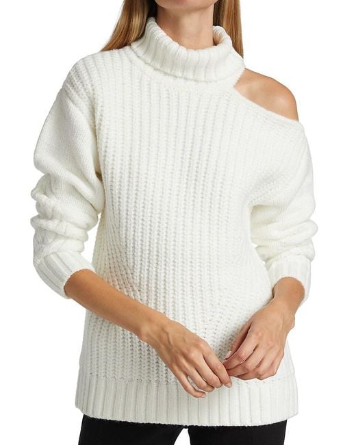 Design History Synthetic Cutout Turtleneck Sweater in Ivory (White) | Lyst