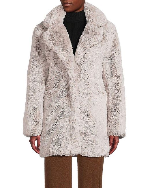 Apparis Relaxed Faux Fur Coat in Gray | Lyst
