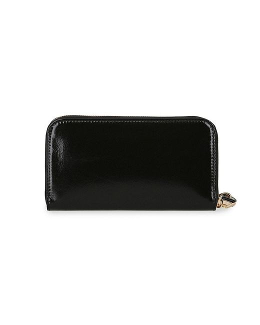 Moschino Black Logo Leather Zip Around Wallet