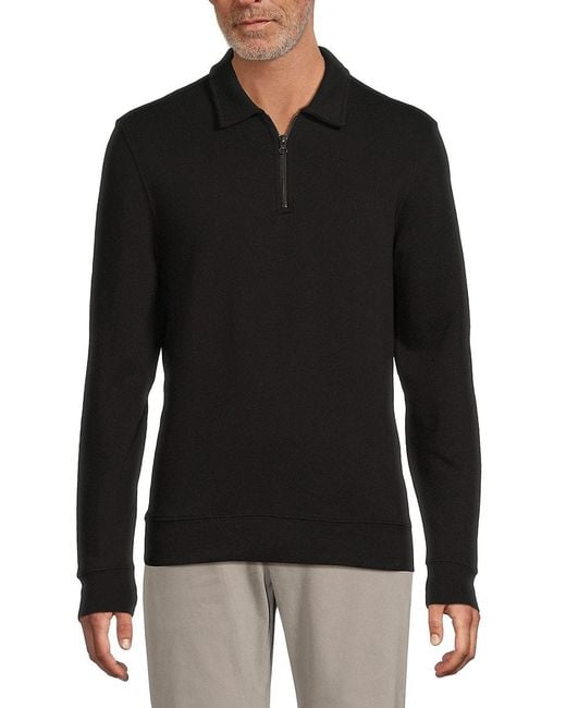 Vince Black French Terry Zip Up Pullover for men