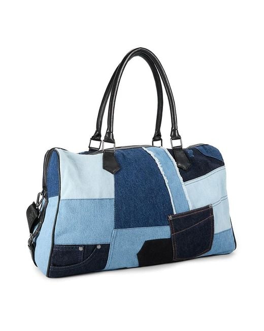 Karl Lagerfeld Blue Denim Patchwork Duffel Bag for men