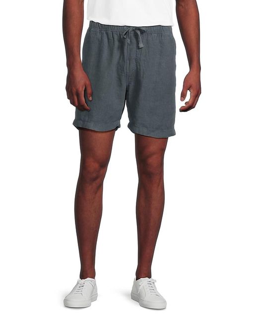 Faherty Brand Blue Linen Drawstring Shorts for men