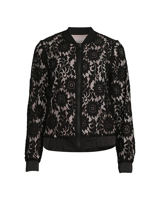 Wdny Baseball Collar Lace Bomber Jacket in Black Lyst Canada