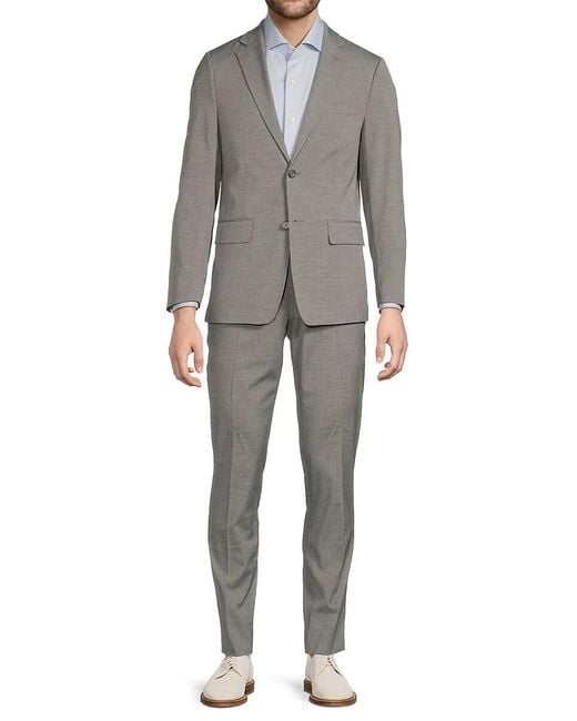 DKNY Gray Grid Slim-Fit Two-Button Suit for men