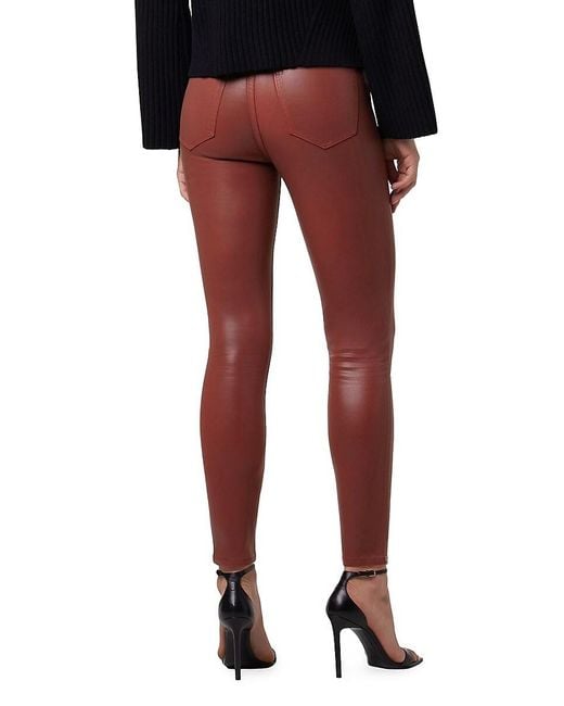 Joe's Jeans Red The Charlie High-Rise Stretch Coated Skinny Ankle Jeans