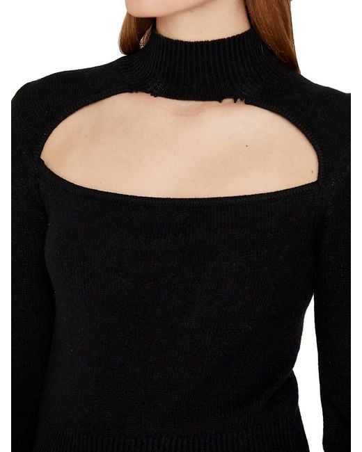 FRAME Black Cut-out Turtleneck Cashmere-blend Sweater