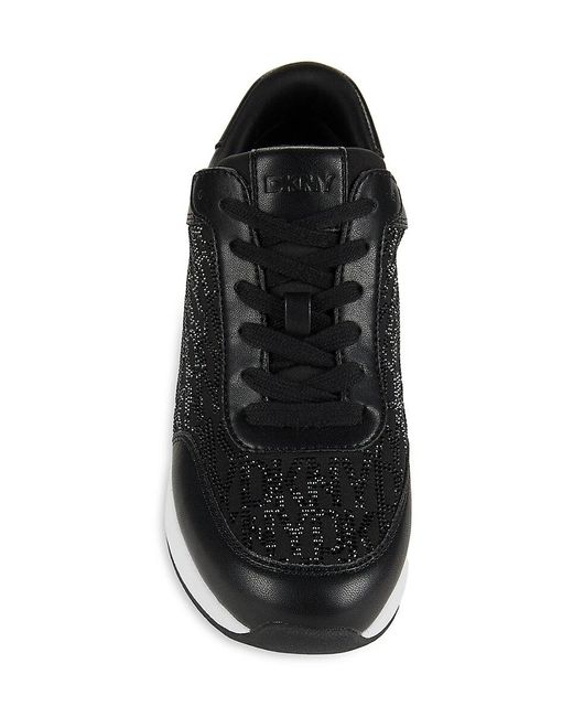 DKNY Black Embellished Logo Low Top Sneakers