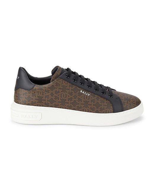 Bally Brown Monogram Leather Sneakers for men