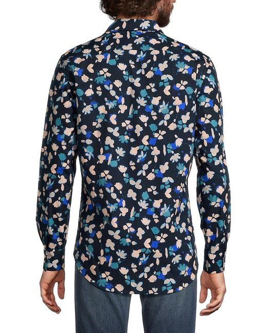 Paul Smith Blue Printed Cotton Regular Fit Shirt for men