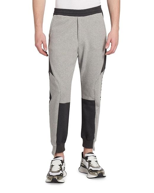 Alexander McQueen Gray Cotton Patchwork Joggers for men