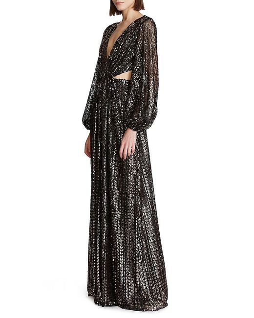 Halston Madelyn Sequin Cutout Gown in Black Lyst UK