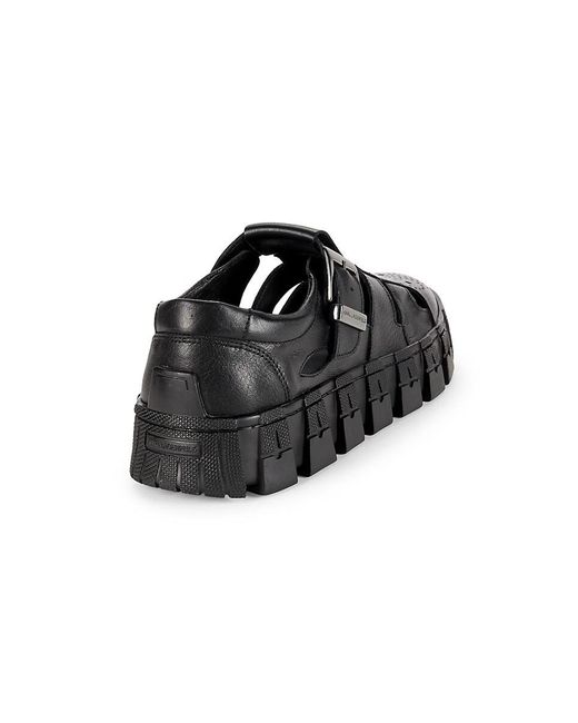 Karl Lagerfeld Black Leather Fisherman Sandals for men