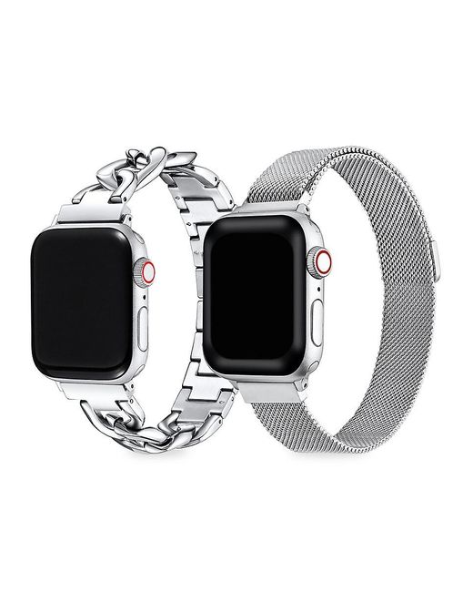 The Posh Tech 2 pack Stainless Steel Apple Watch Replacement Bands 42mm 45mm in Black Lyst Canada