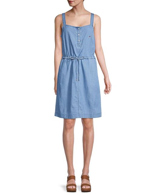 Tommy Hilfiger Cotton Chambray Shirtdress in Light Wash (Blue) | Lyst ...