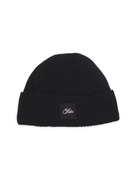 Saks Fifth Avenue Black Collection Cuffed Wool Beanie for men